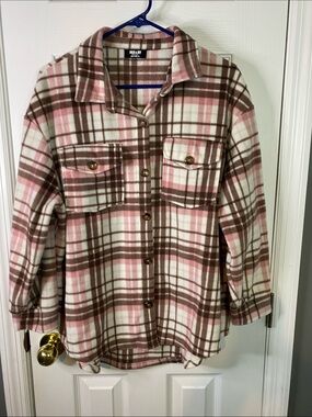 Jolie & Me Pink Brown Plaid Women’s Size 1X.